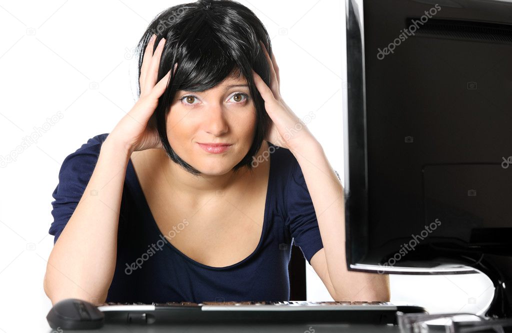 Frustrated woman at work