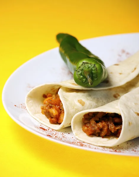 Mexikanische Tortilla mit Rindfleisch — Stockfoto