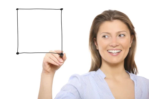 Nice woman drawing a square — Stock Photo, Image