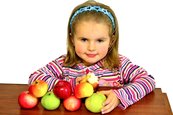 苹果优势为儿童有机体 维生素和铁的来源的 — 图库照片