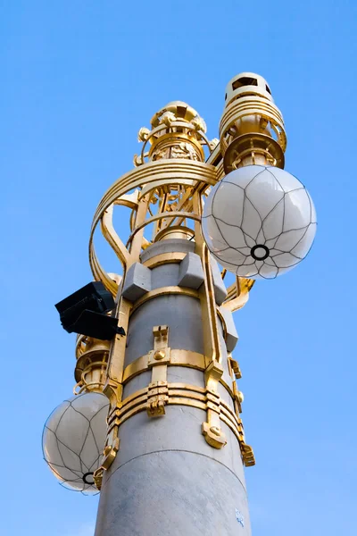 Flashlight Large Globular Shades Gold Plated Holders Stockholm Sweden — Stock Photo, Image