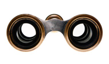 Look into the eyepieces of binoculars clipart
