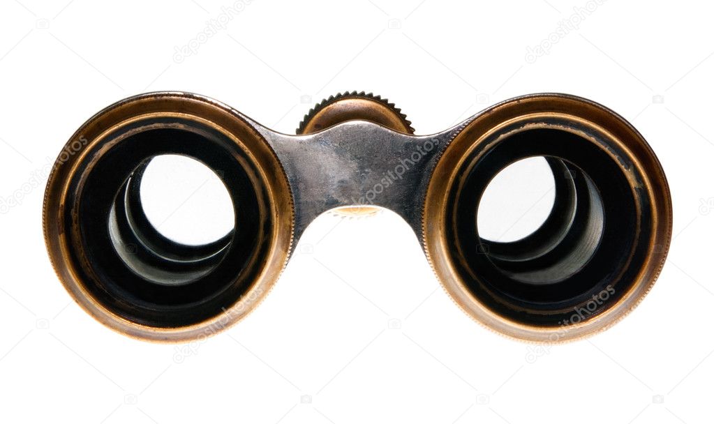 Look into the eyepieces of binoculars