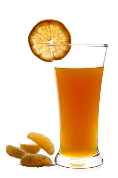 Glass of freshly squeeze orange fruit juice — Stock Photo, Image