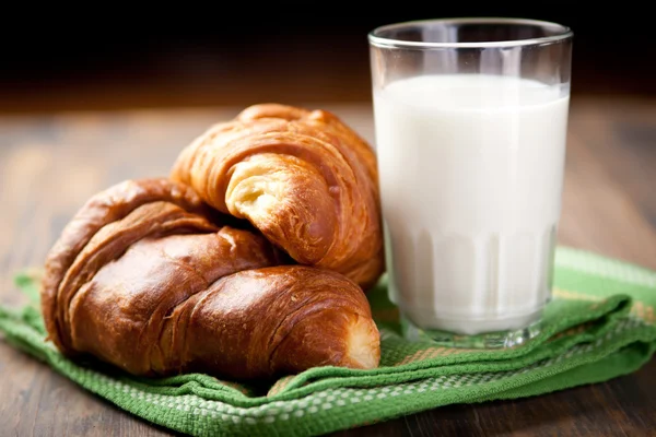 stock image Croissants and milk