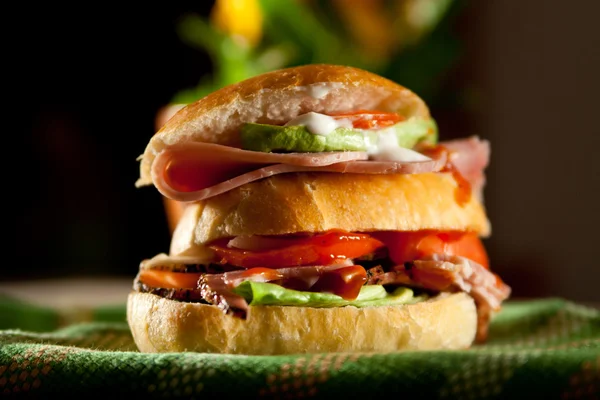 Sliced ham sandwich — Stock Photo, Image