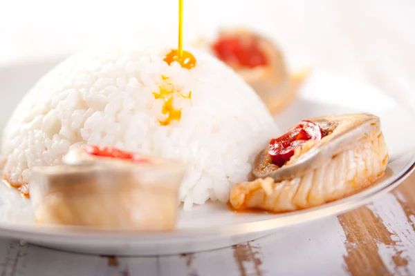 Fish rolls with rice Stock Photo