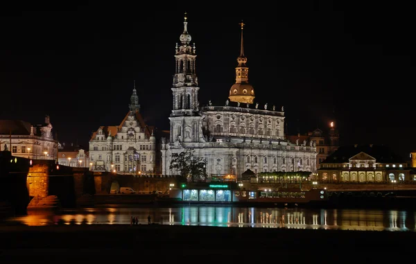 Dresden manzarası, gece — Stok fotoğraf