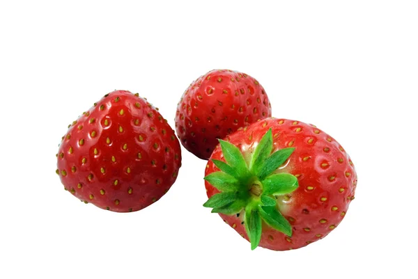Drei Erdbeeren - isoliert auf weißem Hintergrund — Stockfoto