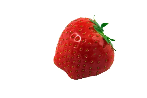 Einzelne Erdbeere isoliert auf weißem Hintergrund — Stockfoto