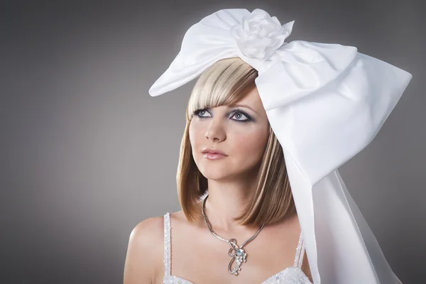 Bride with unusual accessory — Stock Photo, Image
