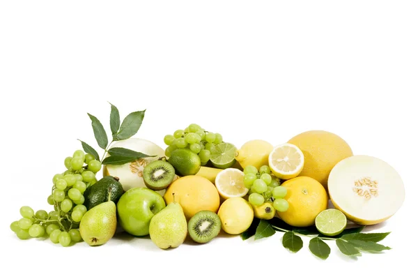 Fresh green fruits isolated on white background — Stock Photo, Image