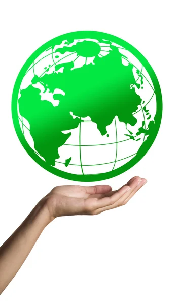 Green Earth on hand — Stock Photo, Image