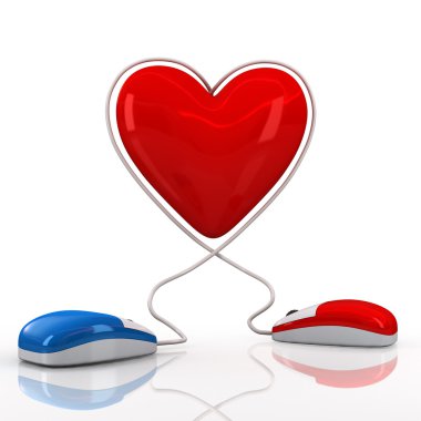 Computer mouses with heart clipart