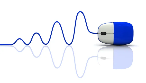 Blue computer mouse with cable — Stock Photo, Image