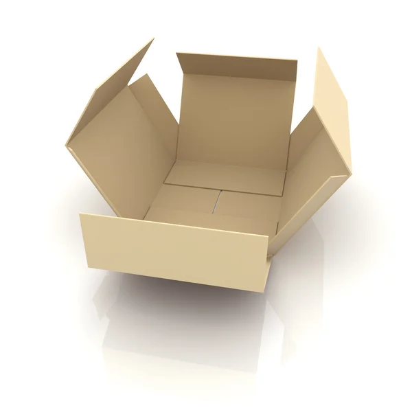 Caixa vazia aberta de papelão — Fotografia de Stock