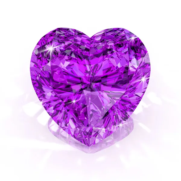 Diamante forma coração roxo — Fotografia de Stock