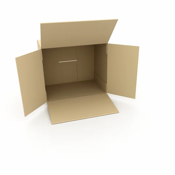 Karton öffnet leere Schachtel — Stockfoto