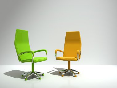 Two chairs near wall clipart