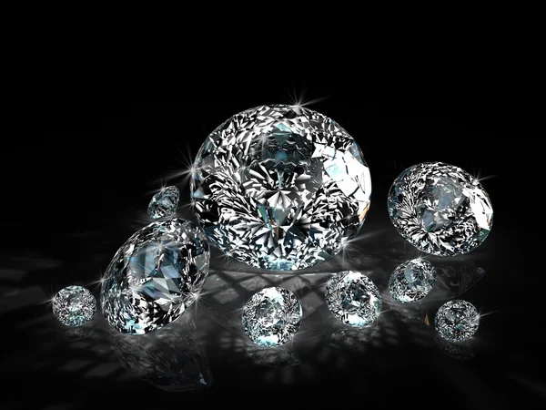 Diamantes em fundo preto — Fotografia de Stock