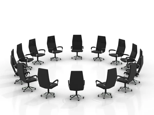 Cadeiras organizando grande grupo redondo — Fotografia de Stock