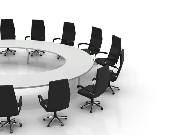 Круглий стіл конференції та стільці — стокове фото