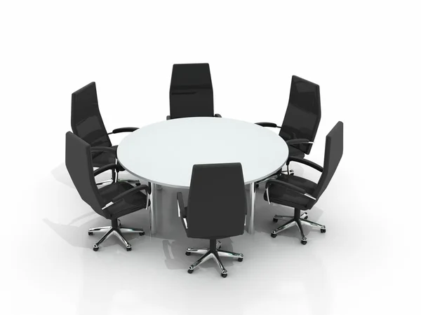 Круглий стіл конференції та стільці — стокове фото