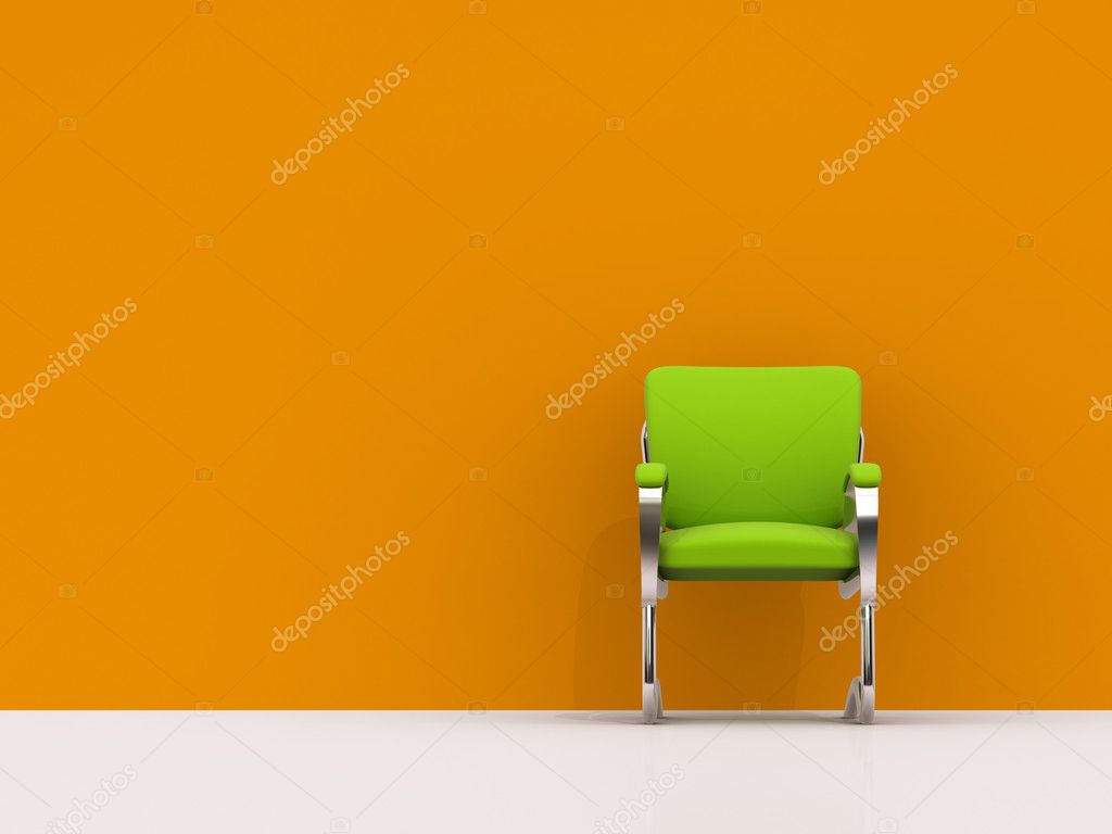 Chair near orange wall