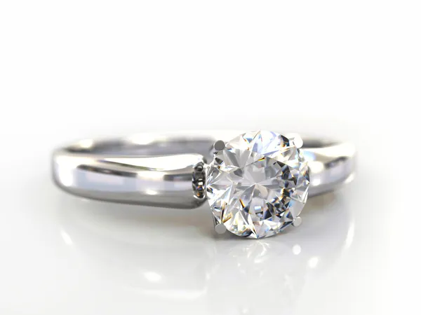 Prezent ślubny pierścionek diament na białym tle — Zdjęcie stockowe