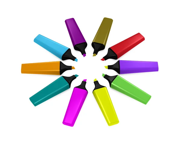 Farklı Renkler Yıldız Şeklinde Fosforlu Kalemler — Stok fotoğraf