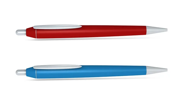一般用途设置的两个圆珠笔用不同的颜色与空白空间 — 图库照片