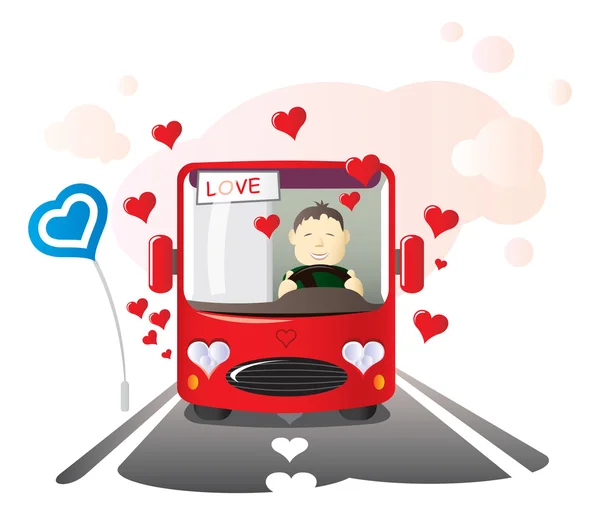 Αγάπη τον οδηγό του λεωφορείου — Διανυσματικό Αρχείο