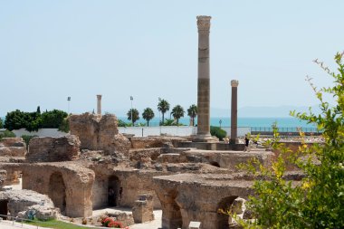 Ruins of thermal baths in ancient Carthage town, Tunisia clipart