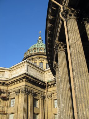 Vertical perspective view of pillars of Kazanskiy cathedral in St. Petersburg Russia. clipart