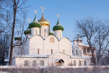 View of The Saviour-Transfiguration Cathedral in Saviour-Euvfimiev Monastery in Suzdal. (Suzdal Vladimir region Golden Ring of Russia) clipart