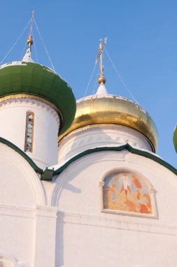 Kubbeleri Suzdal manastırda kurtarıcı-Euvfimiev kurtarıcı-başkalaşım Katedralde. (Suzdal Vladimir Bölgesi Rusya altın yüzük)