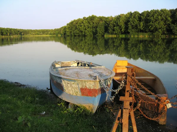 stock image Two boats in the river. Evening. Russia.