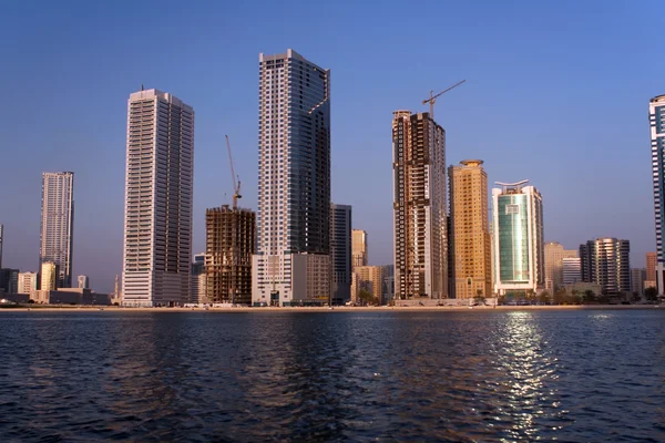 Słoneczne Panorama Zalewu Sharjah Zjednoczone Emiraty Arabskie — Zdjęcie stockowe
