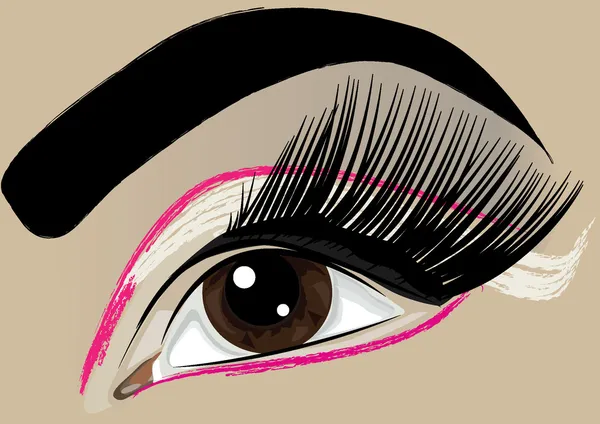 Kvinnor make-up brun öga — Stock vektor
