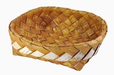 Empty braided birch-bark bread box clipart