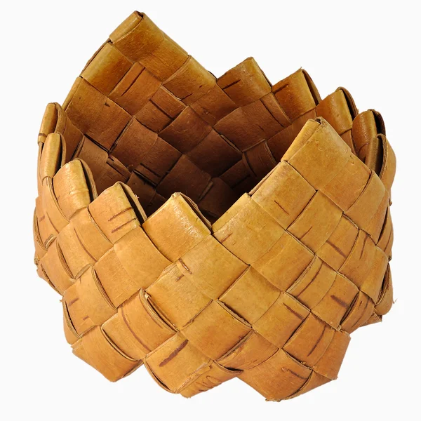 小空编织的桦树皮盒 免版税图库图片