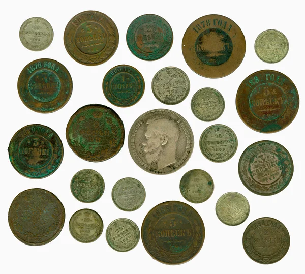 Zbiór starych monet rosyjskich. odwrotnej — Zdjęcie stockowe