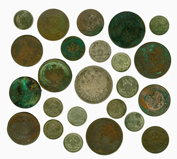 Satz alter russischer Münzen. Umkehr lizenzfreie Stockbilder