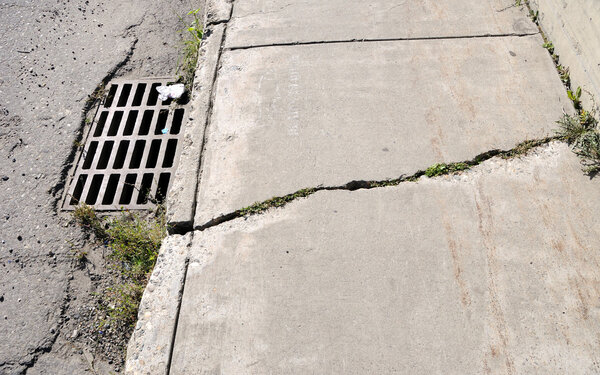 Cracked Urban Sidewalk