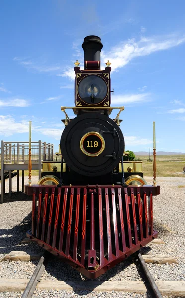 Locomotiva a Vapor Histórica no Monumento Histórico Nacional Golden Spike — Fotografia de Stock