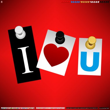 Pushpin with Customizable Word Vector clipart