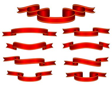 Red Banner Ribbon Set Vector clipart