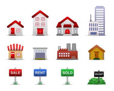 Real Estates Property Icons Vector clipart