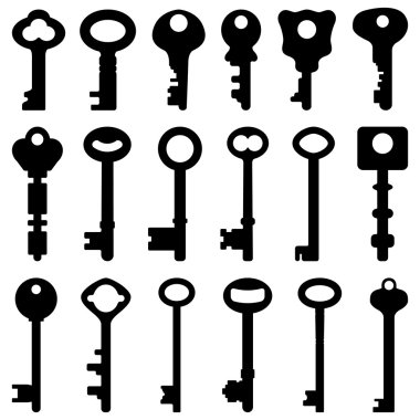 Key Black Silhouette Retro Old Antique Vector clipart