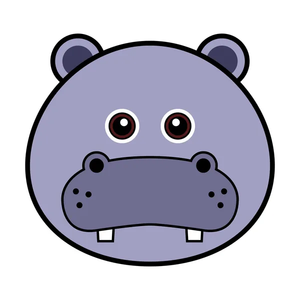 Sevimli hippo yüz — Stok Vektör